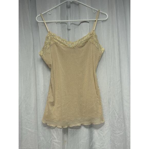 VTG Y2k Forever 21 Fairy Babydoll Sheer Cami Top Lace Sequin Size Large Romantic - Picture 1 of 10